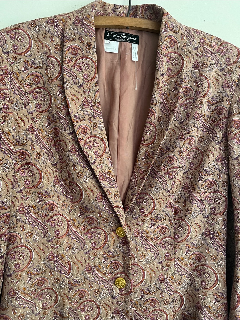Salvatore Ferragamo Vintage 1990 Blazer Paisley US M Italy - Picture 2 of 8